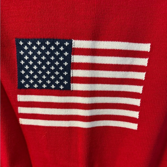 Crystal-Kobe Red Knit Sleeveless Sweater TopAmerican Flag XL Preppy Americana - Picture 4 of 9